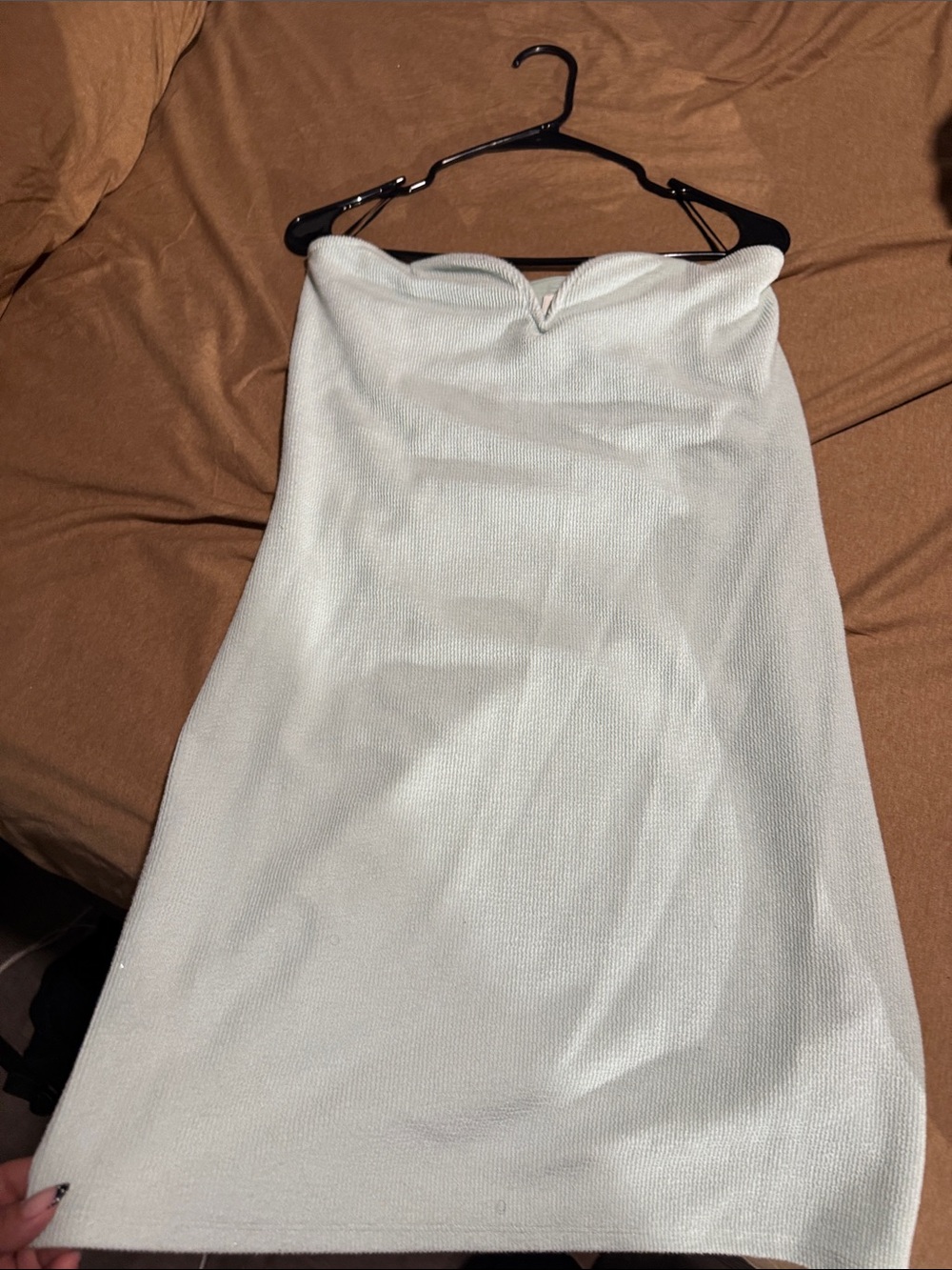 Strapless Mint green Knit Mini Dress